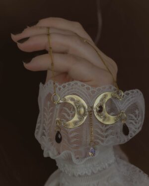Collier artisanal croissants de lune et pierre naturelle