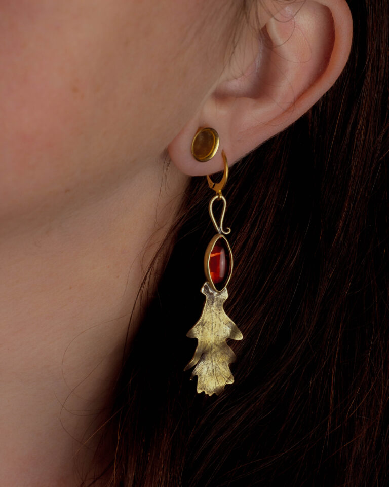 Boucles d'oreilles d'automne en laiton