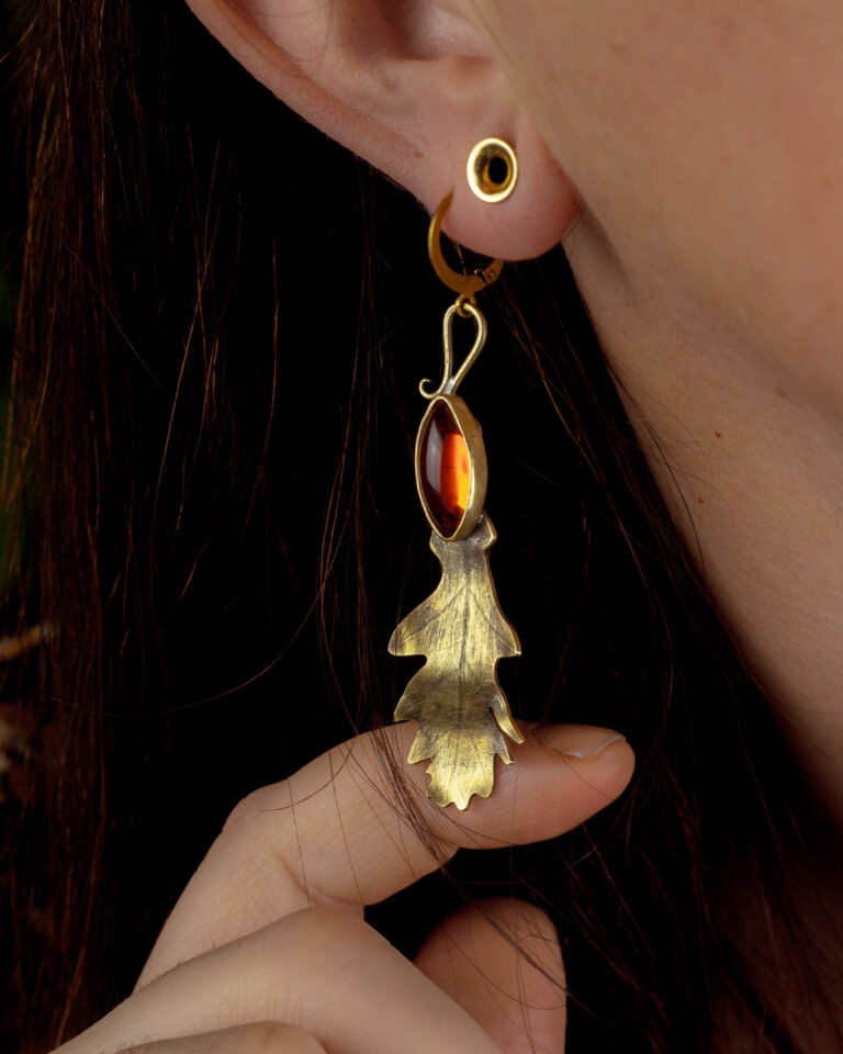 Boucles d'oreilles d'automne en laiton