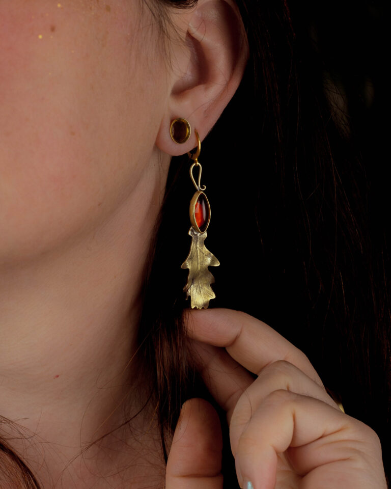 Boucles d'oreilles d'automne en laiton