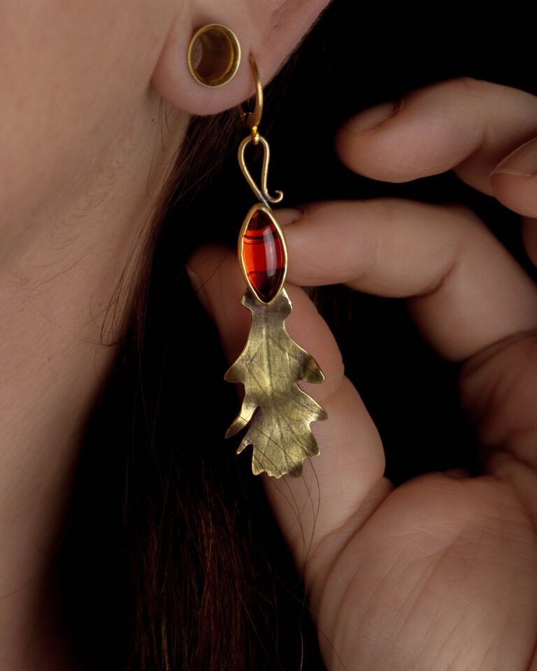 Boucles d'oreilles d'automne en laiton