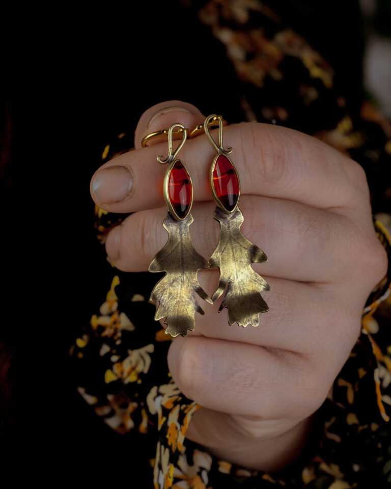 Boucles d'oreilles d'automne en laiton
