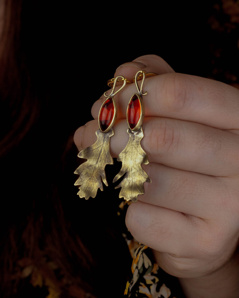 Boucles d'oreilles d'automne en laiton
