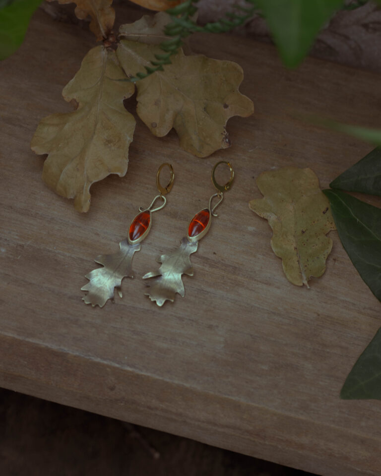 Boucles d'oreilles d'automne en laiton
