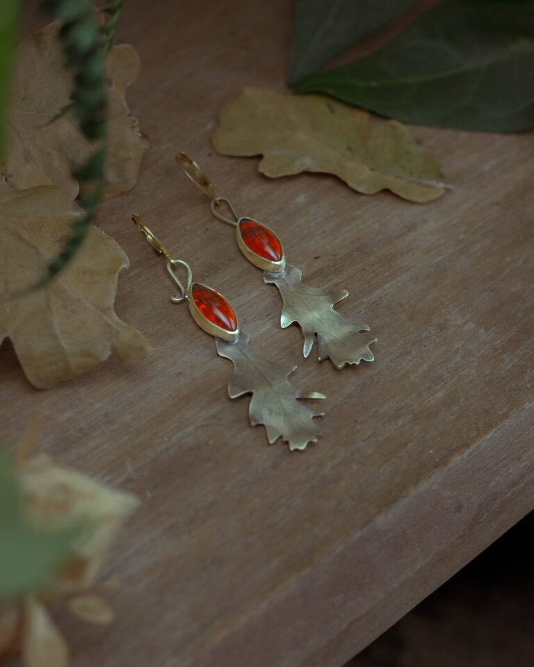 Boucles d'oreilles d'automne en laiton