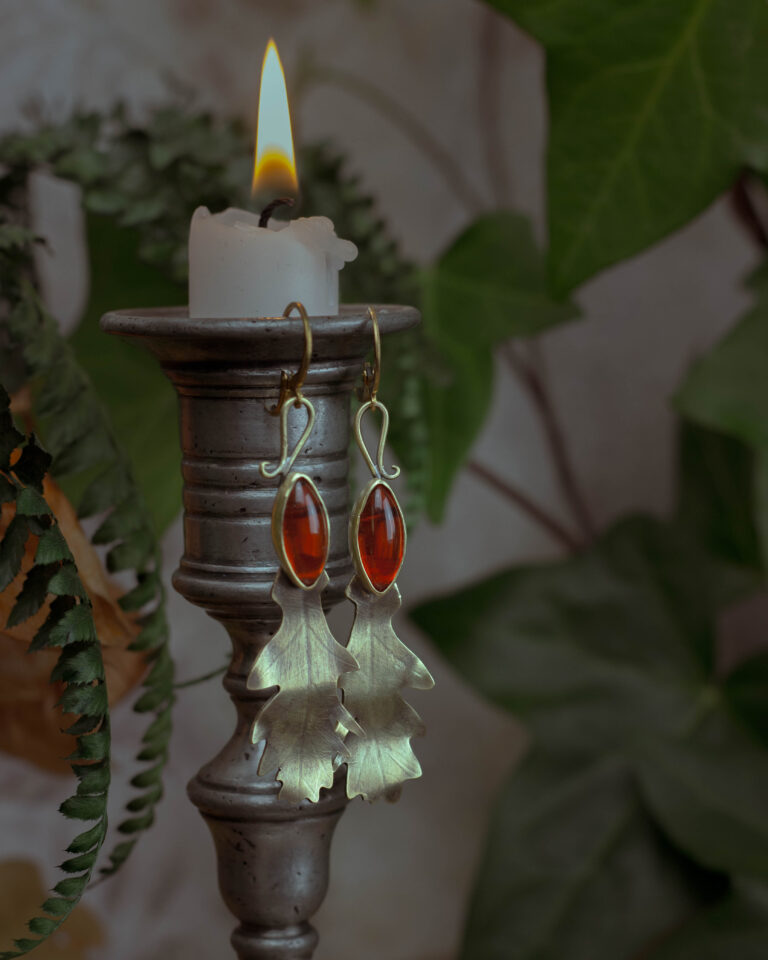 Boucles d'oreilles d'automne en laiton