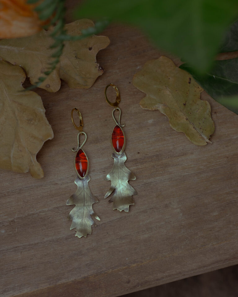 Boucles d'oreilles d'automne en laiton