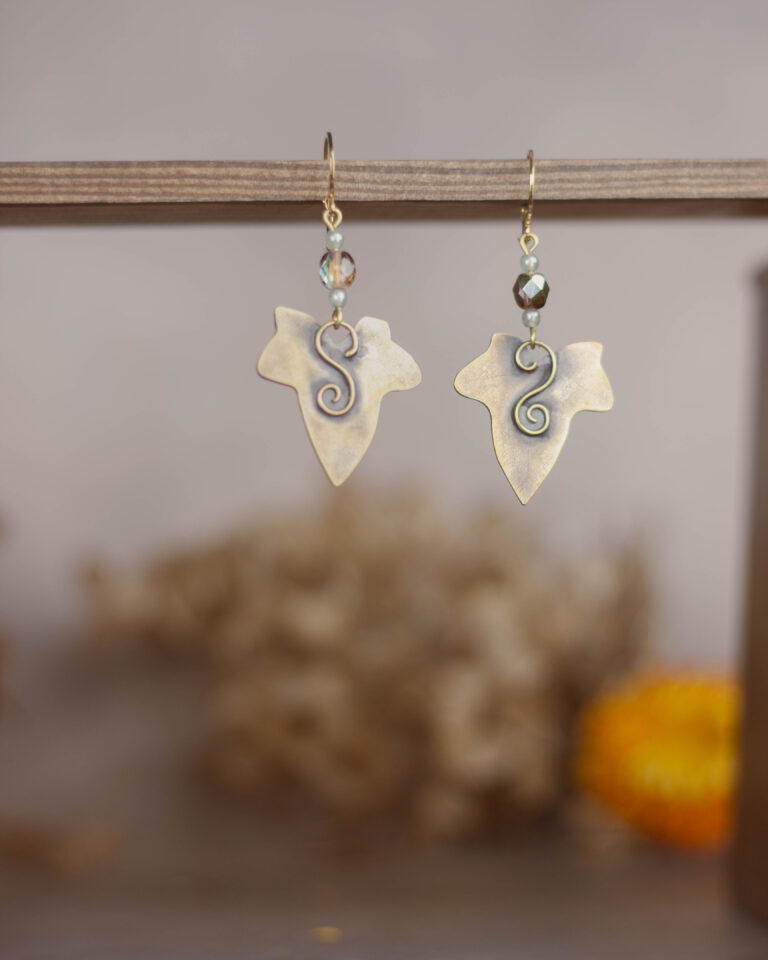 Boucles d'oreilles artisanale feuille de lierre