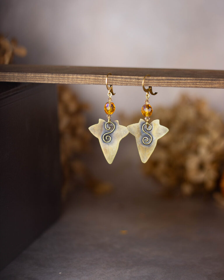 Boucles d'oreilles artisanale feuille de lierre