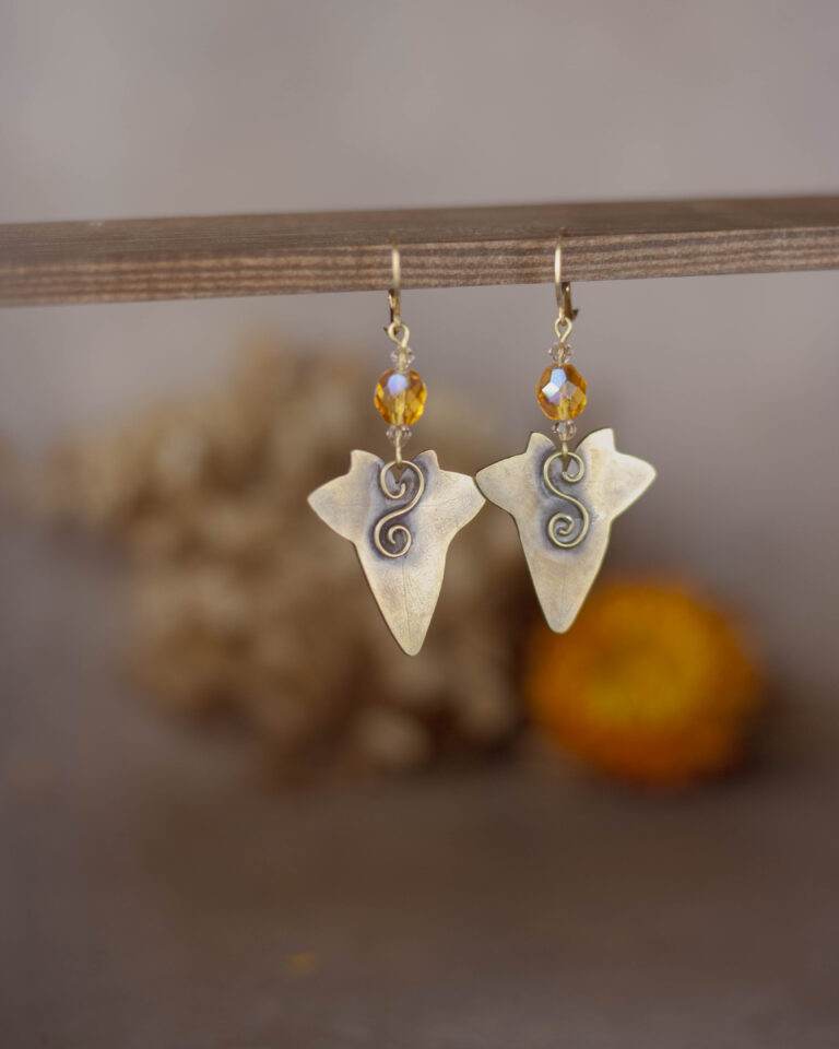 Boucles d'oreilles artisanale feuille de lierre