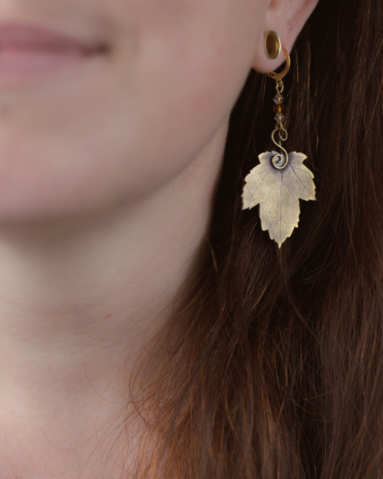 Boucles d'oreilles artisanales feuille d'érable