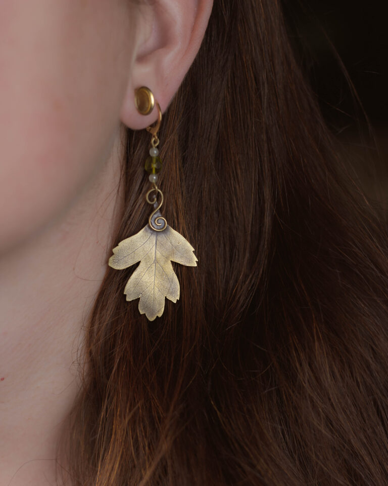 Boucles d'oreilles artisanale feuille de lierre