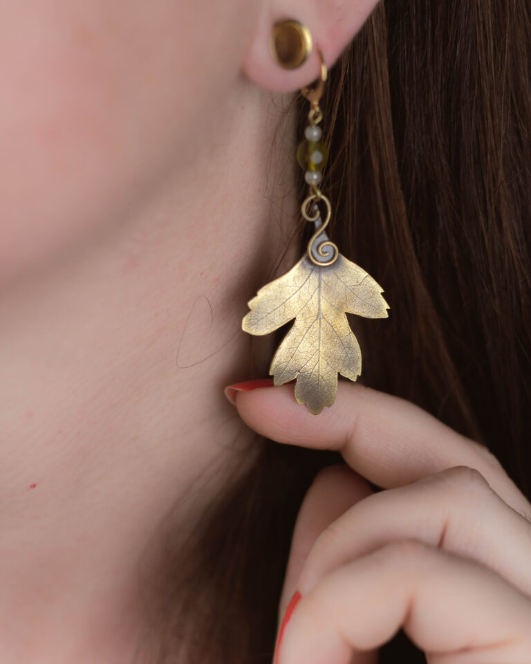 Boucles d'oreilles artisanale feuille de lierre